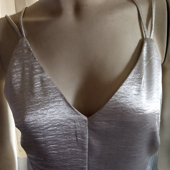 H&M Sexy Silver Satin Slip Camisole Asymmetric Dress - S - Picture 3 of 9